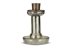 Tharad Recycled Glass Candle Holder - Smoke Lustre