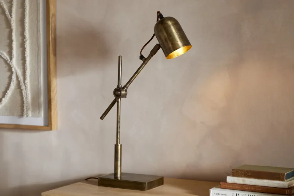Thenkara Directional Desk Lamp - Antique Brass