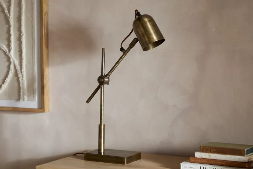 Thenkara Directional Desk Lamp - Antique Brass