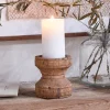 Thoko Reclaimed Round Candlestick - Dark Stain