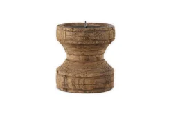 Thoko Reclaimed Round Candlestick - Dark Stain