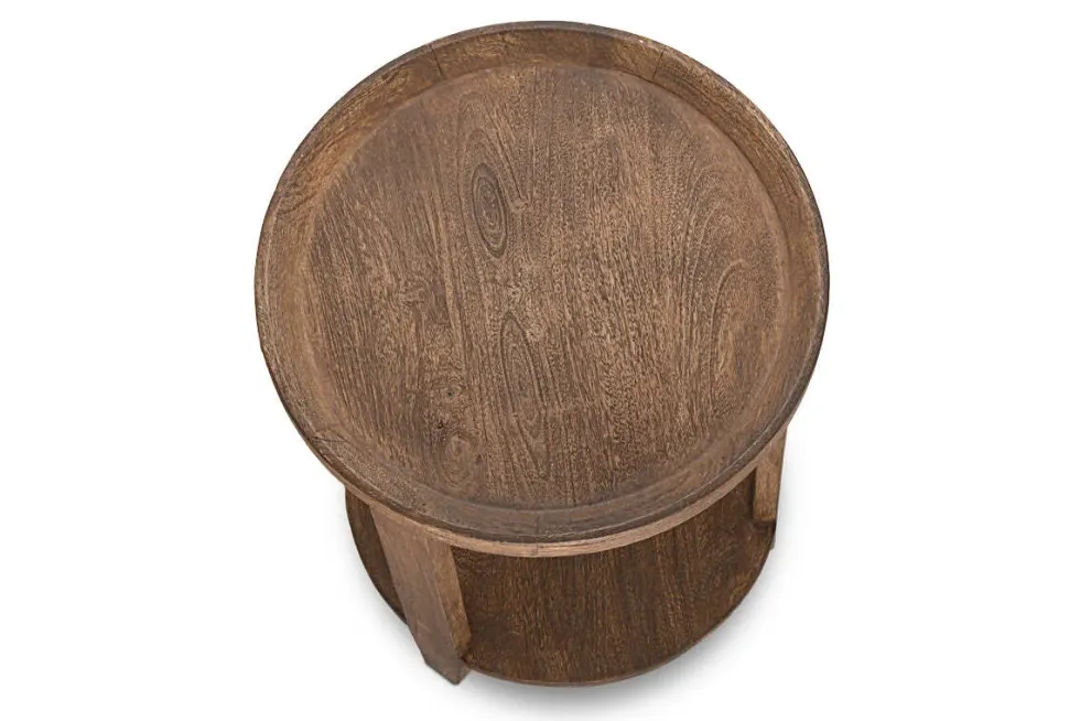 Triveni Mango Wood Side Table - Walnut Stain