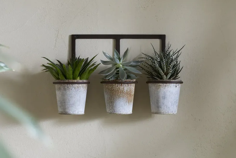 Tukana Triple Wall Hung Planter - Zinc