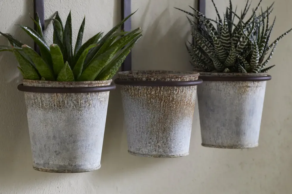 Tukana Triple Wall Hung Planter - Zinc