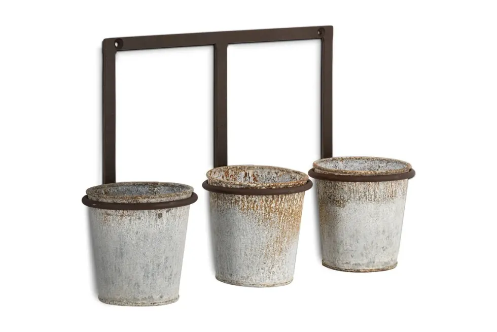 Tukana Triple Wall Hung Planter - Zinc