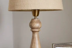 Usha Classic Wooden Table Lamp - Natural