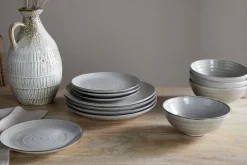 Valinha Earthenware Dinnerware Set - Grey (Set of 12)