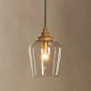 Varuna Mango Wood & Glass Pendant Lamp - Natural & Clear