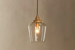 Varuna Mango Wood & Glass Pendant Lamp - Natural & Clear