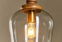 Varuna Mango Wood & Glass Pendant Lamp - Natural & Clear