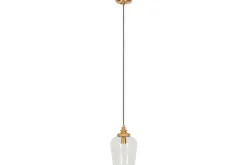 Varuna Mango Wood & Glass Pendant Lamp - Natural & Clear