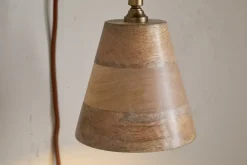 Vattu Mango Wood Plug In Wall Lamp - Natural & Antique Brass