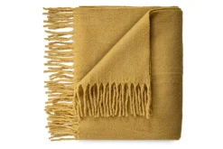 Velatu Fringed Merino Wool Throw - Ochre
