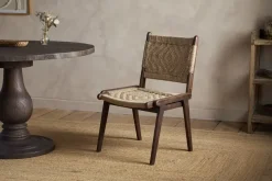 Vinay Jute & Wood Woven Dining Chair - Chocolate Brown