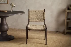 Vinay Jute & Wood Woven Dining Chair - Chocolate Brown