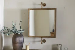 Visala Square Swivel Wall Mirror - Antique Brass - Square