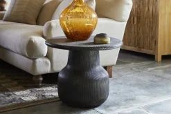Vivan Grooved Side Table - Charcoal