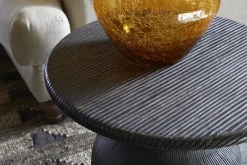 Vivan Grooved Side Table - Charcoal