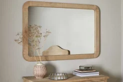 Vivan Rectangular Grooved Wood Mirror - Natural