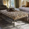Yalin Upholstered Ottoman - Rust
