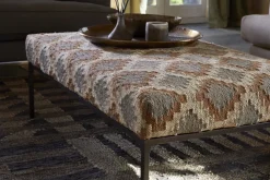 Yalin Upholstered Ottoman - Rust