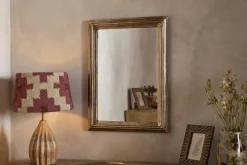 Yamuna Rectangular Mirror - Aged Antique Brass