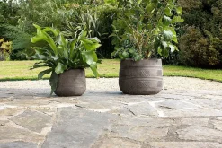 Zadie Etched Ceramic Planters - Grey - (Set of 2)