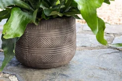 Zadie Etched Ceramic Planters - Grey - (Set of 2)