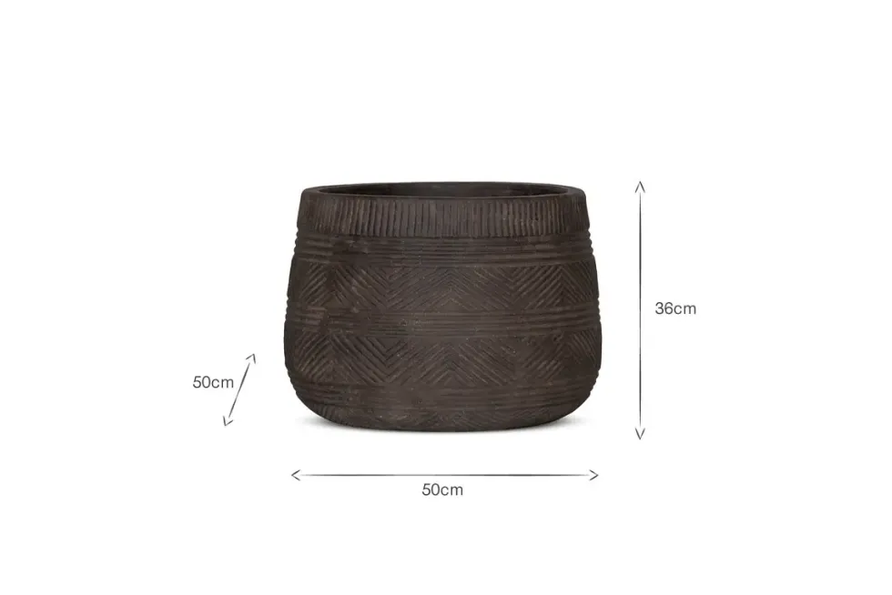 Zadie Terracotta Planter - Grey - Large