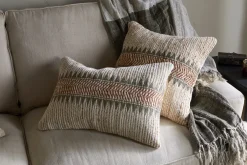 Zairya Jute & Cotton Cushion Cover - Natural & Rust