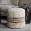Zairya Jute & Cotton Tall Pouf - Natural & Rust