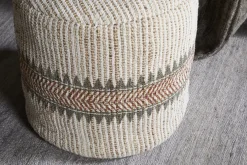 Zairya Jute & Cotton Tall Pouf - Natural & Rust