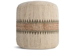 Zairya Jute & Cotton Tall Pouf - Natural & Rust