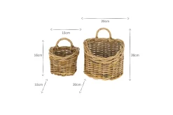 Zawar Rattan Hanging Baskets - Natural (Set of 2)